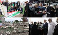 هنرمندان تعزیه خوانی همراه شهردار بندرعباس در بازدید از مدرسه «شجره طیبه» و غبارروبی گلزار شهدای میناب  