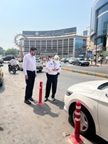 گشت مشترک پلیس راهور و بازرسی سازمان حمل‌ونقل بارو مسافر در بلوار امام حسین(ع) و ایستگاه هوایی